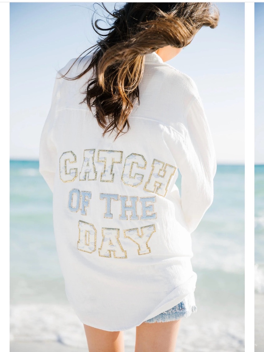 Judith March CATCH OF THE DAY BUTTON DOWN Cotton size small